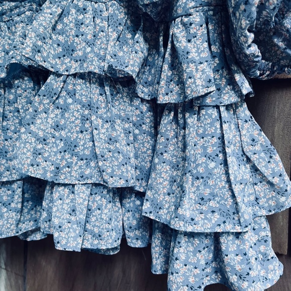 Revolve ASTR Tiered Ruffle Floral Mini Dress  Romantic Prairie Cottagecore S - Picture 10 of 16